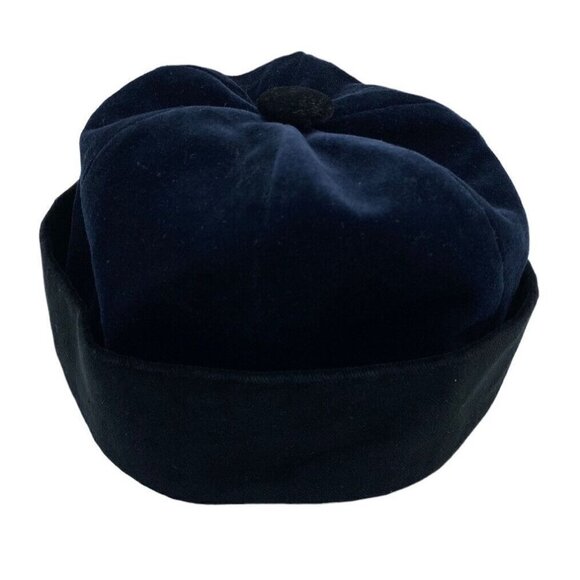 Hildegard Gunzel Doll Hat Blue Black Velvet Fold Up Brim Beanie Made In USA #4 - Picture 1 of 10